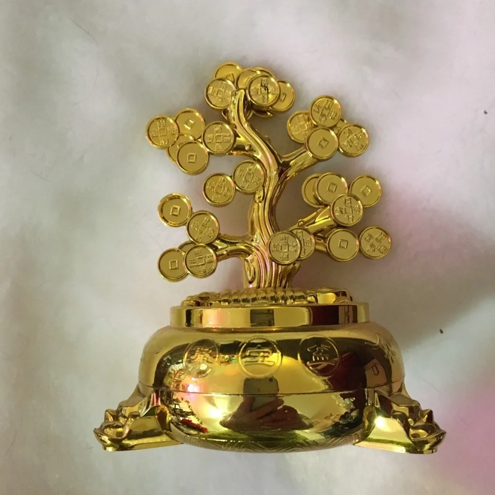 Gold Toned Money Tree Figurine - Picture 1 of 2